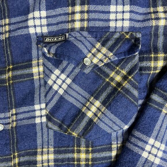 Dickies Quilted Flannel Shacket Blue Plaid 2XLT Tall Heavyweight Workwear - Picture 6 of 8